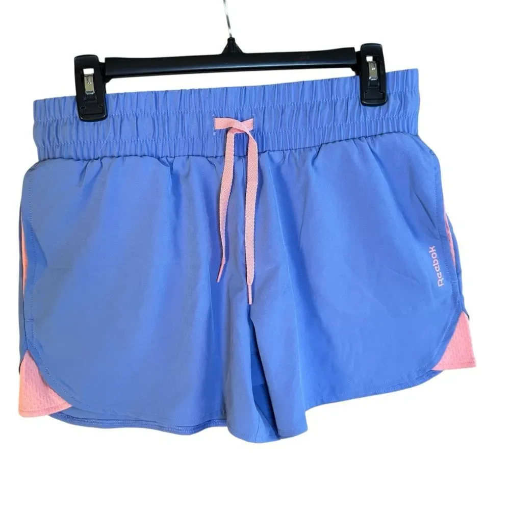Reebok Women's Stretch Woven Althetic Shorts Size Small Periwinkle Peach NWOT